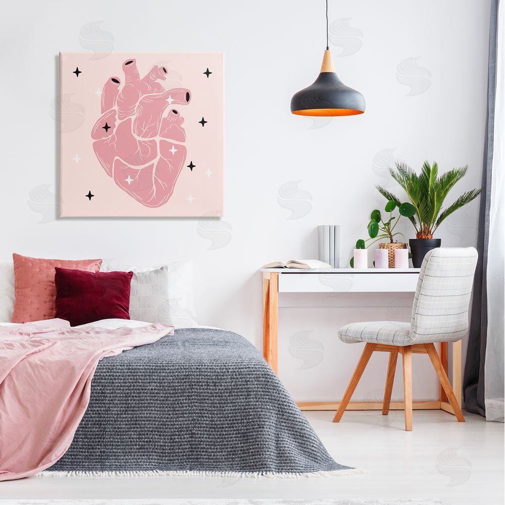 Ziwei Li Pink Goth Anatomical Heart Canvas Wall Art in Room