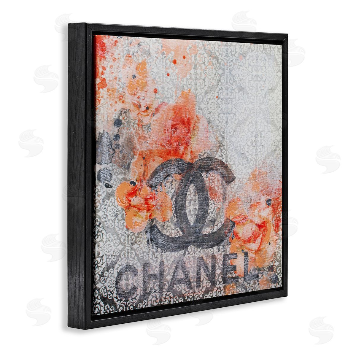 Irena Orlov Patterned Floral Fashion Brand Collage Black Floating Frame Canvas Wall Art Print