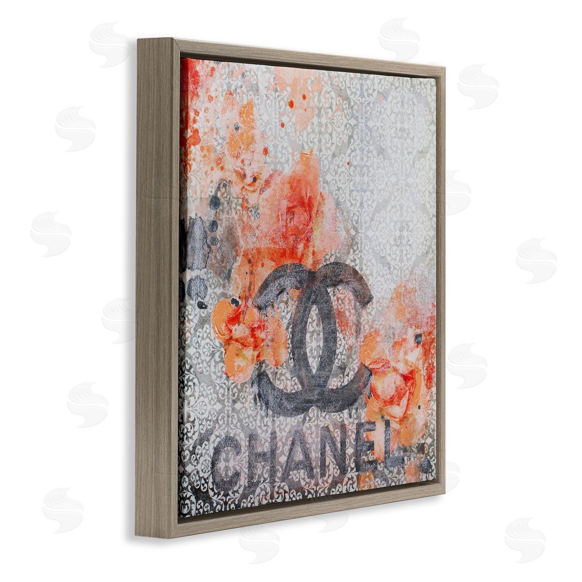 Irena Orlov Patterned Floral Fashion Brand Collage Brown Floating Frame Canvas Wall Art Print