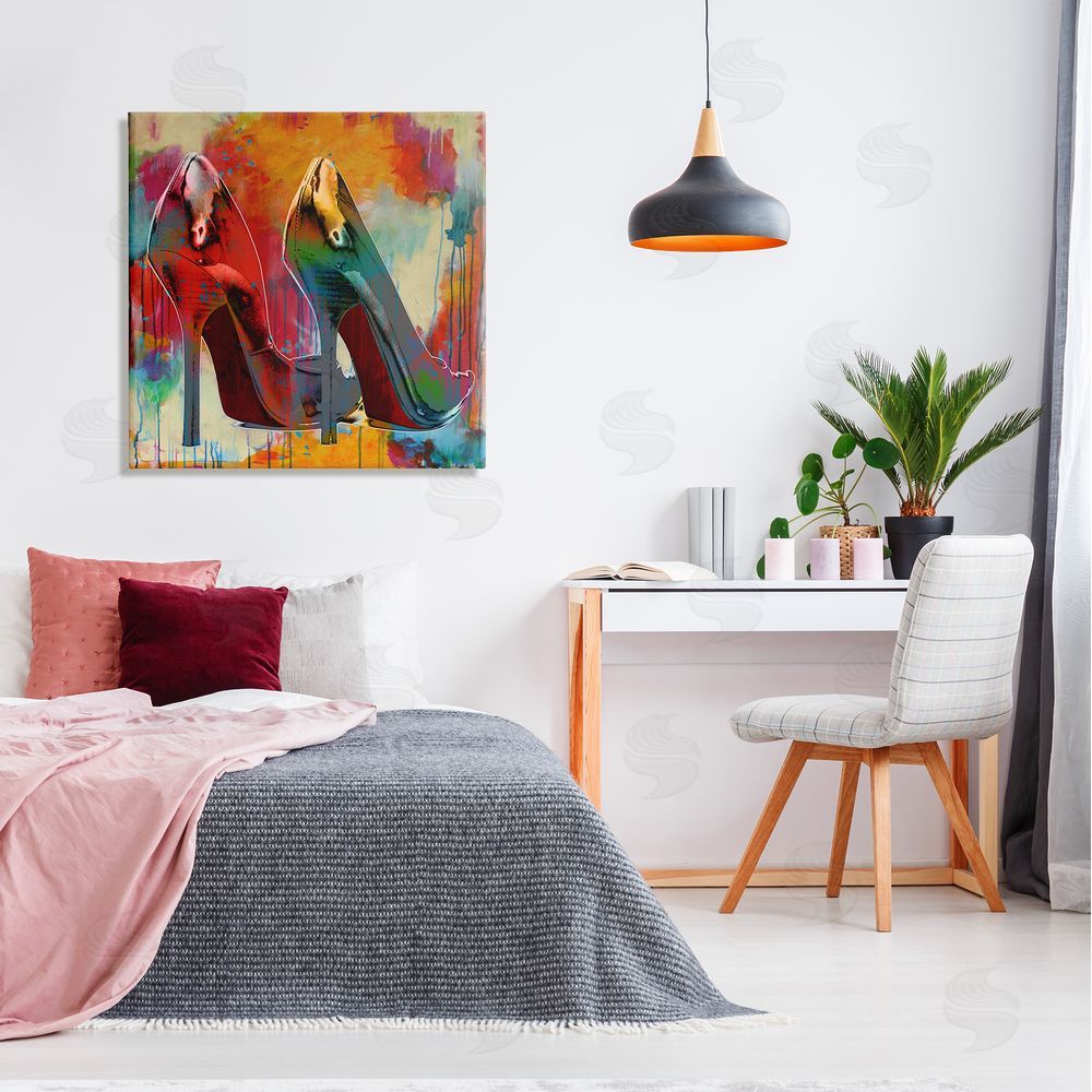 Sarah McGuire Urban Style Glam Heels Canvas Wall Art in Room