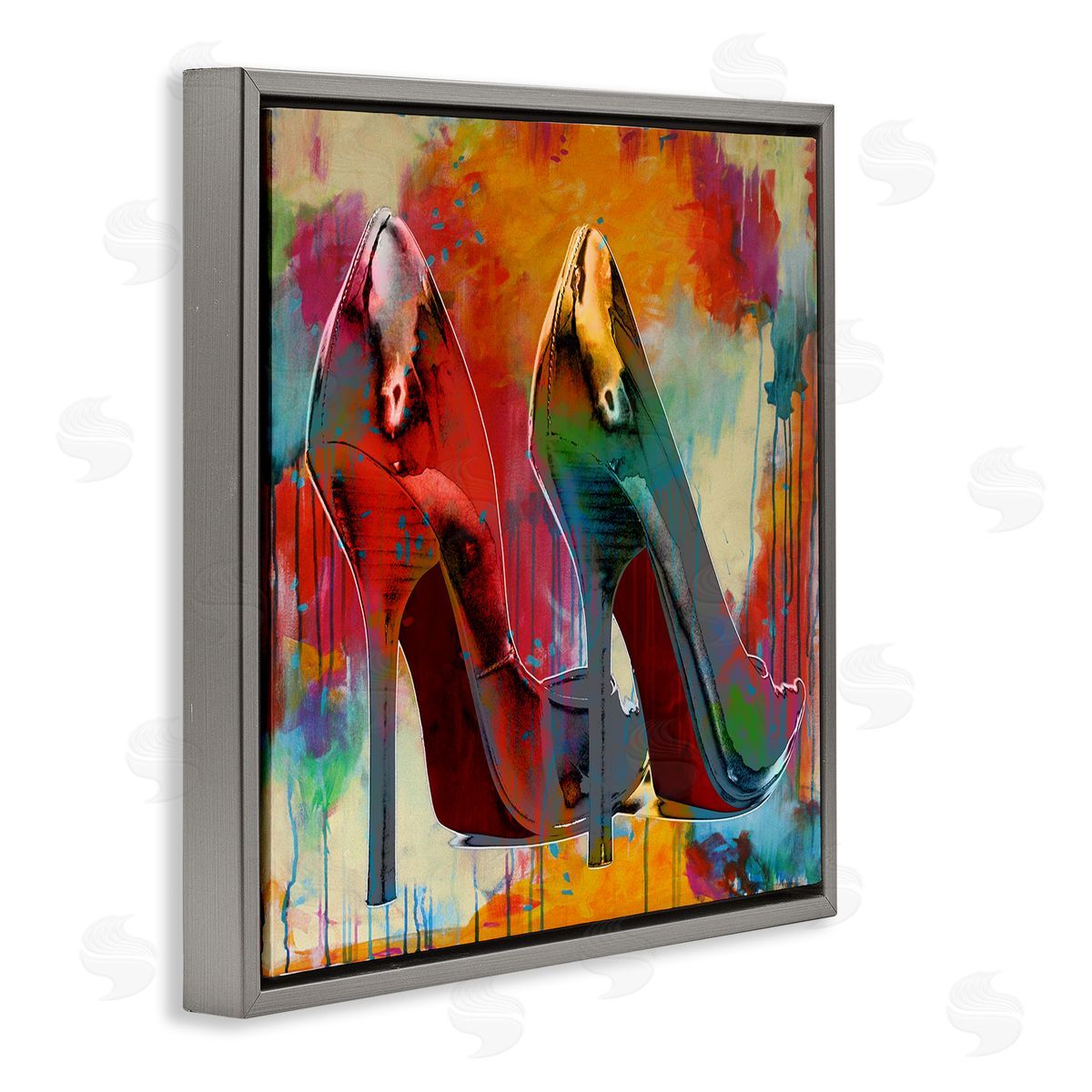 Sarah McGuire Urban Style Glam Heels Gray Floating Frame Canvas Wall Art Print