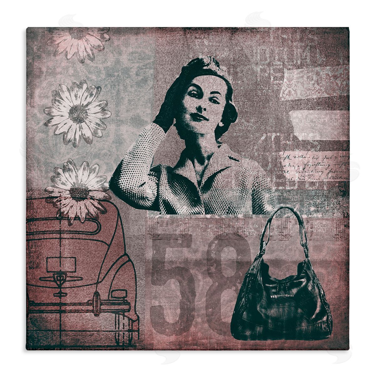 Andrea Haase Vintage Fashion Woman Collage Stretched Canvas Wall Art Print