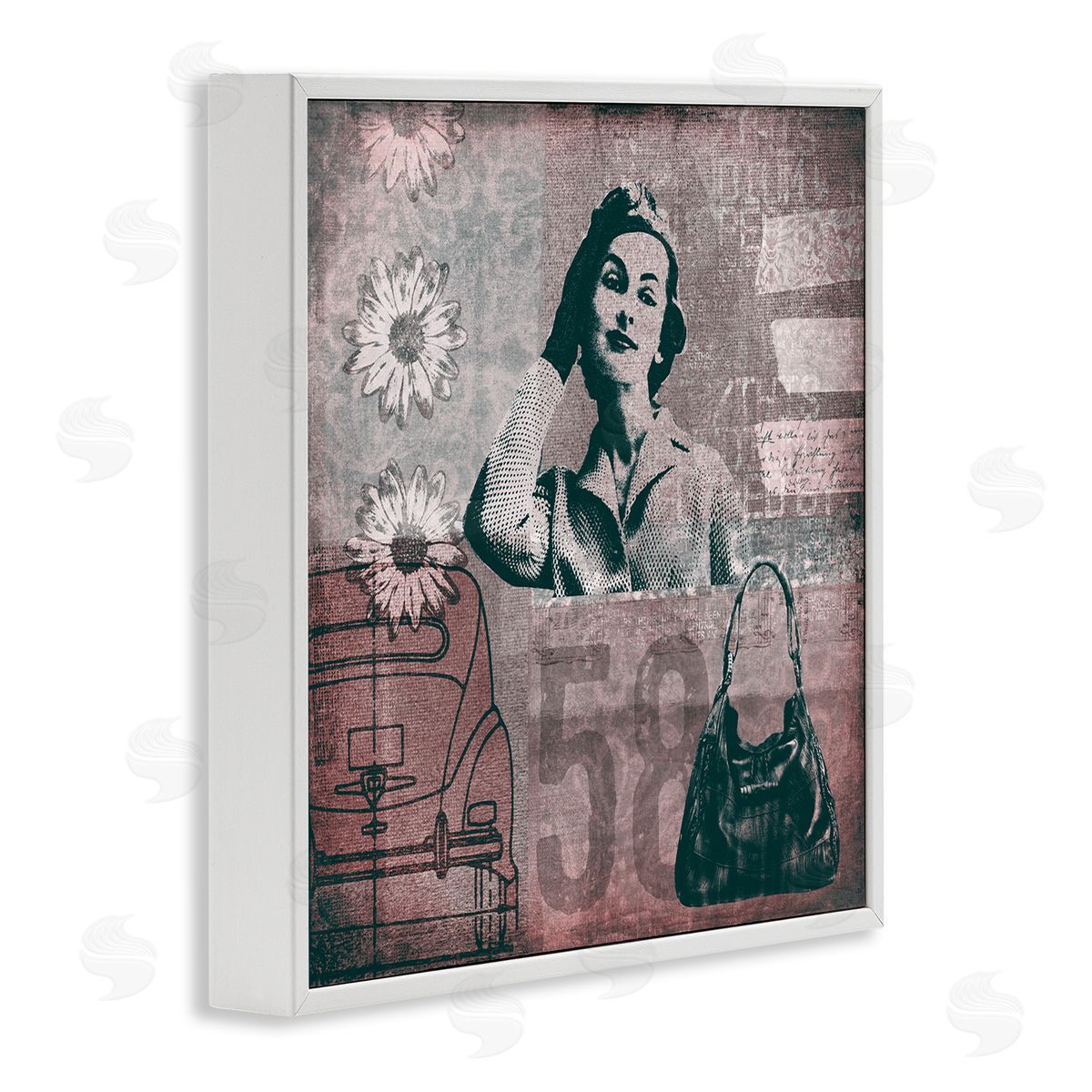 Andrea Haase Vintage Fashion Woman Collage White Framed Glicee Wall Art Print