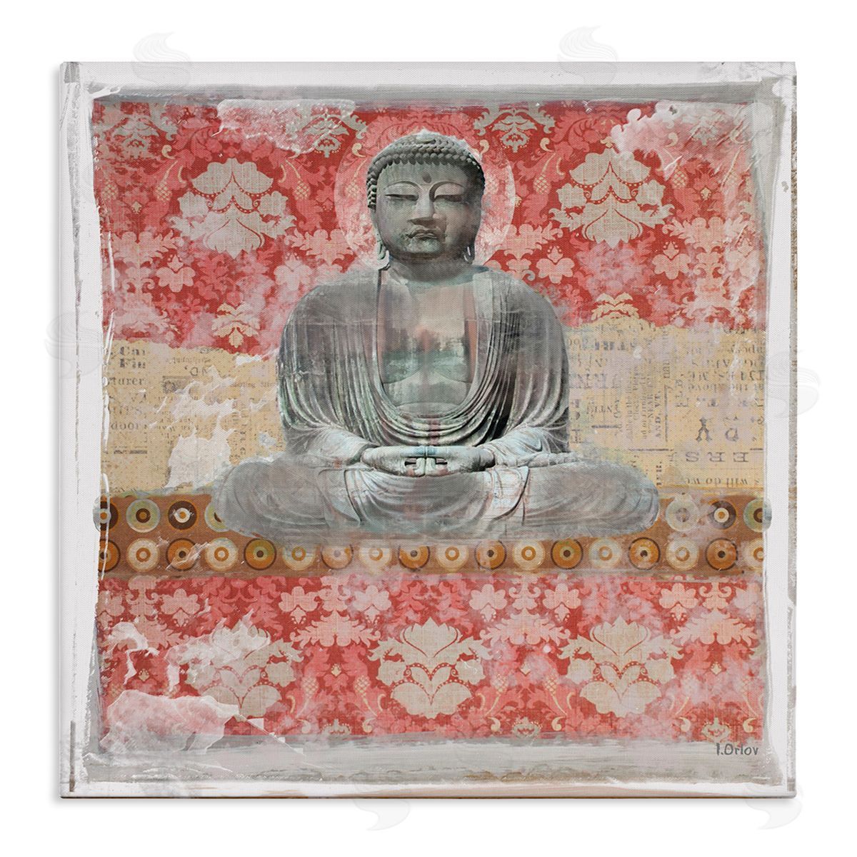 Irena Orlov Spiritual Patterned Buddha Collage Stretched Canvas Wall Art Print