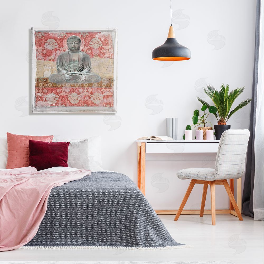 Irena Orlov Spiritual Patterned Buddha Collage Canvas Wall Art in Room