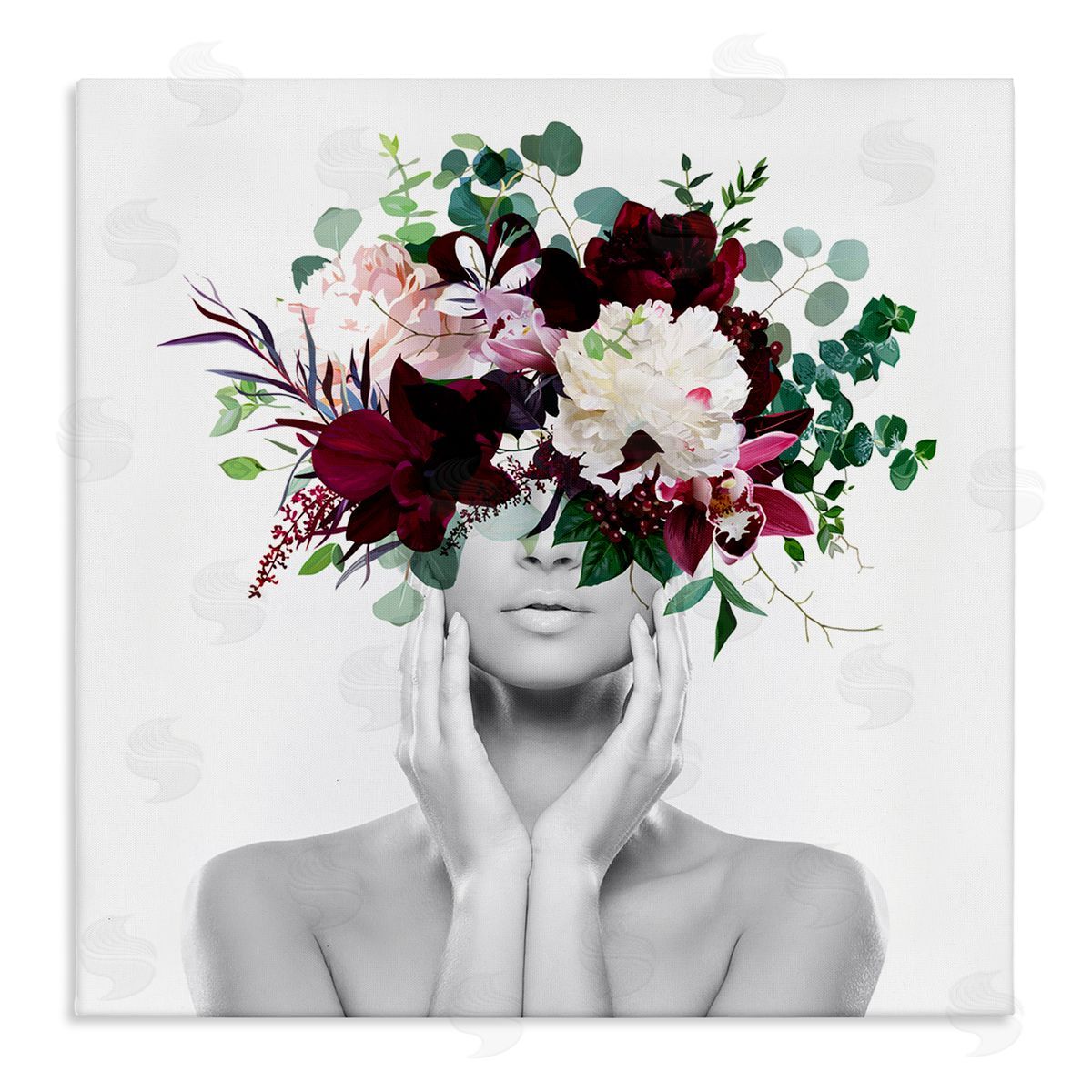 Irena Orlov Modern Floral Arrangement Woman Stretched Canvas Wall Art Print