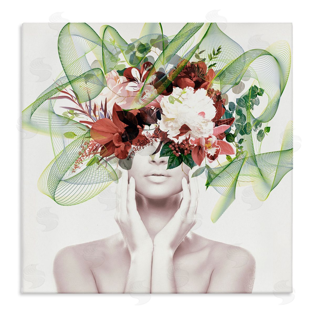 Irena Orlov Conceptual Flower Face Woman Stretched Canvas Wall Art Print
