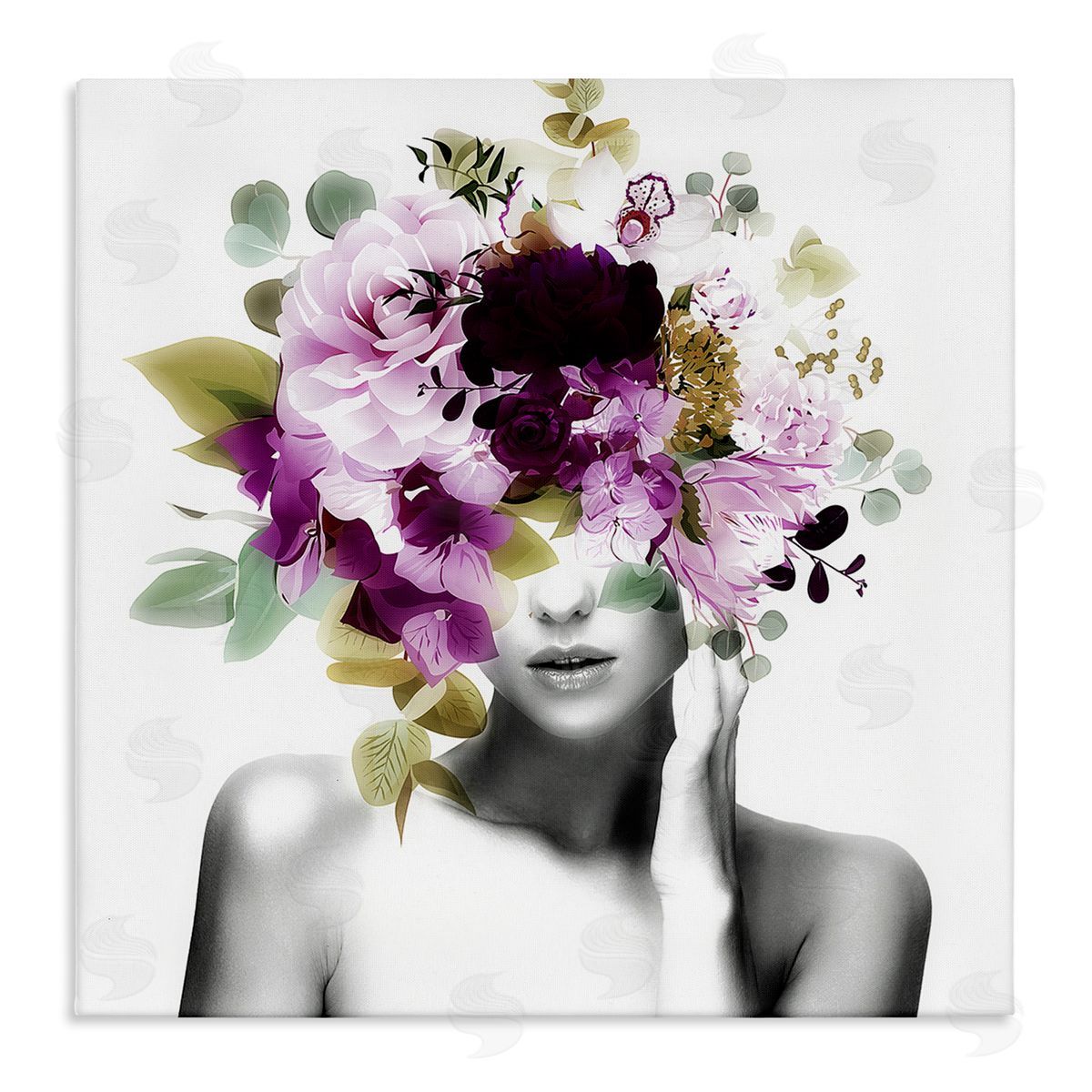 Irena Orlov Woman Purple Blossoms Arrangement Stretched Canvas Wall Art Print