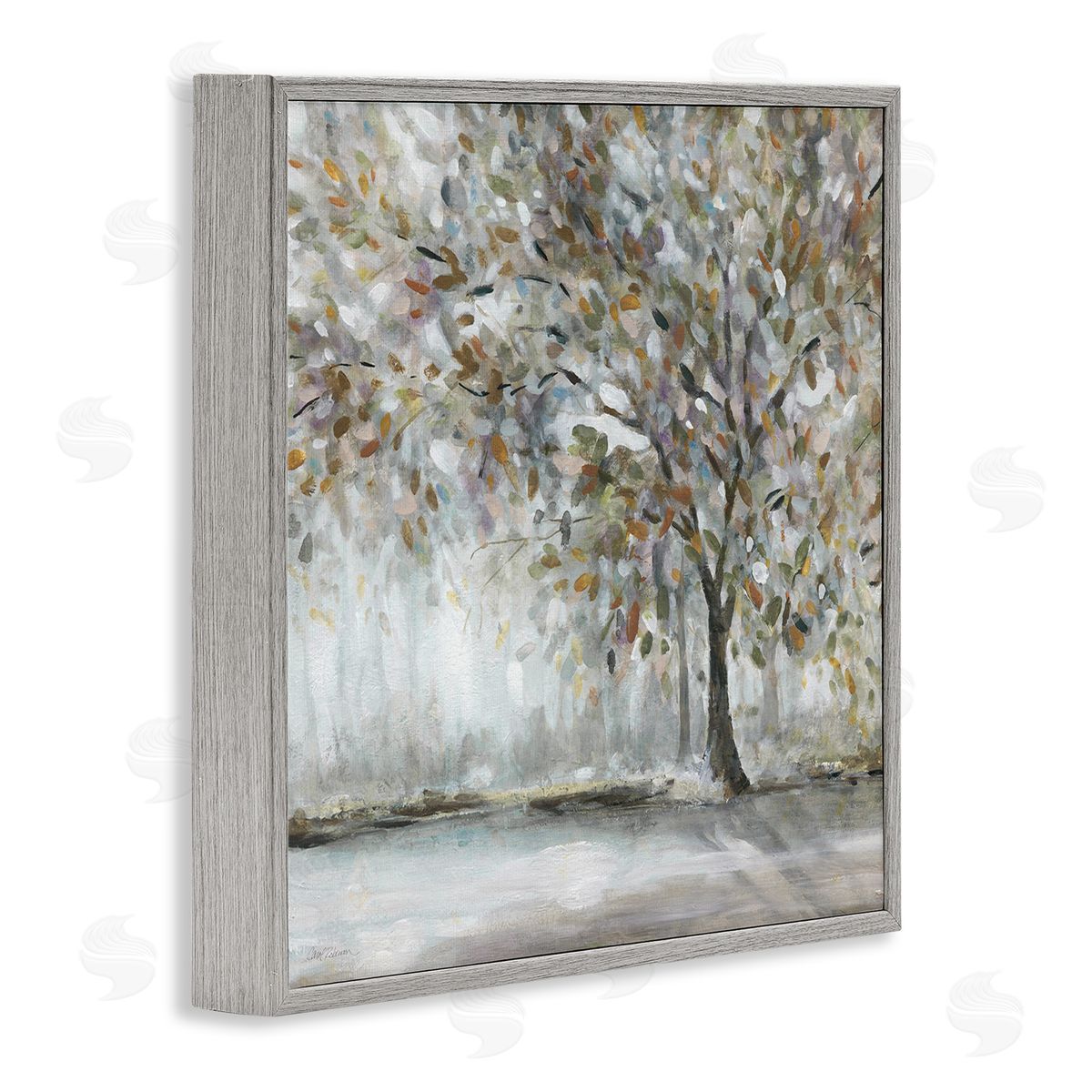 Woodland Nature Tree Painting Grey Frame Print Wall Art, Home Decor by Carol Robinson