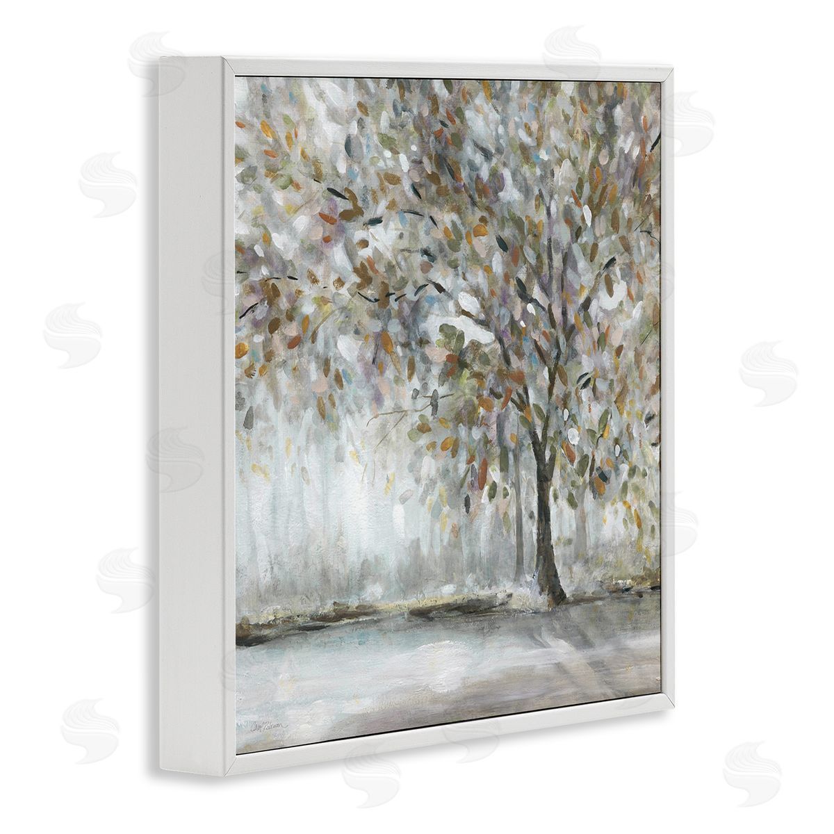 Woodland Nature Tree Painting White Frame Print Wall Art, Home Decor by Carol Robinson