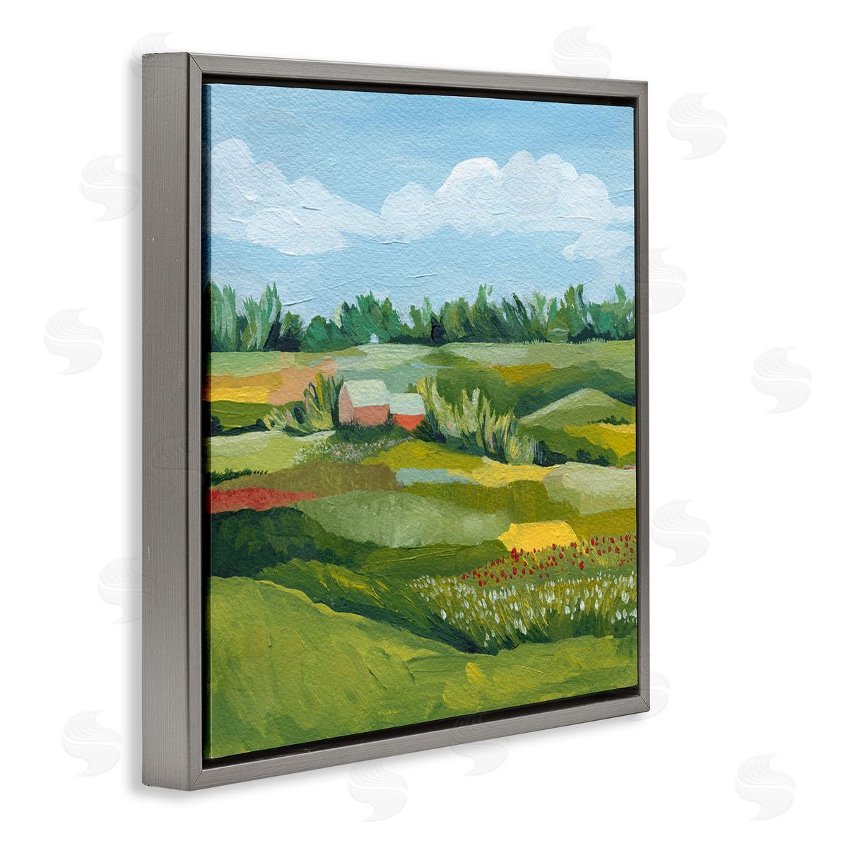 Grace Popp Vast Meadow Countryside Farmland Gray Floating Frame Canvas Wall Art Print