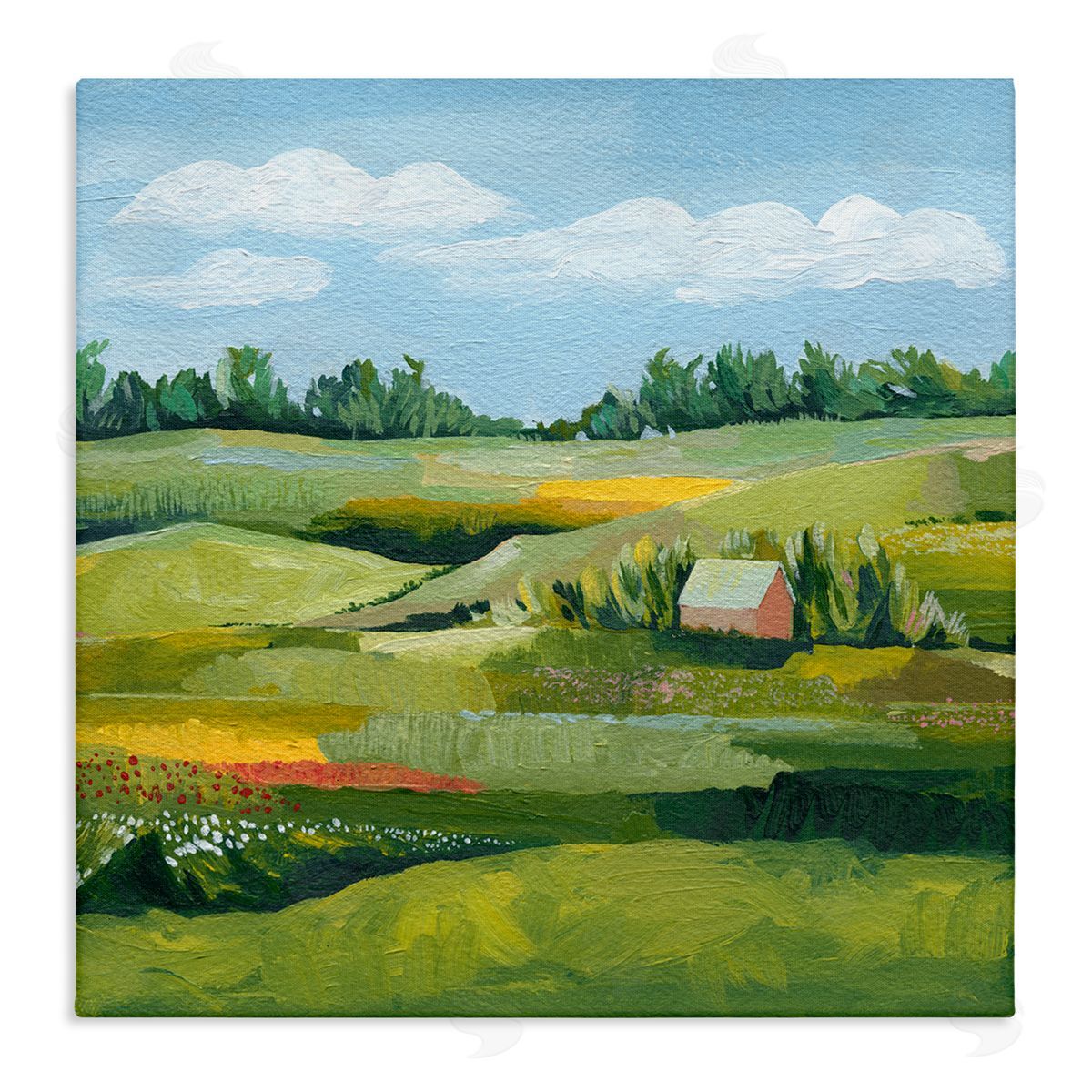 Grace Popp Peaceful Farmland Fields Greenery Stretched Canvas Wall Art Print