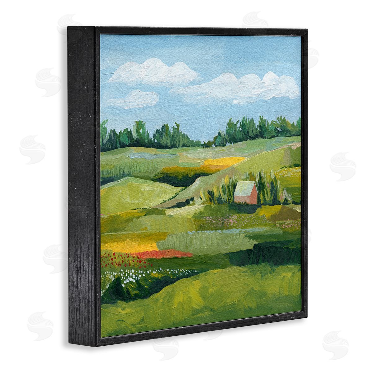 Grace Popp Peaceful Farmland Fields Greenery Black Framed Glicee Wall Art Print
