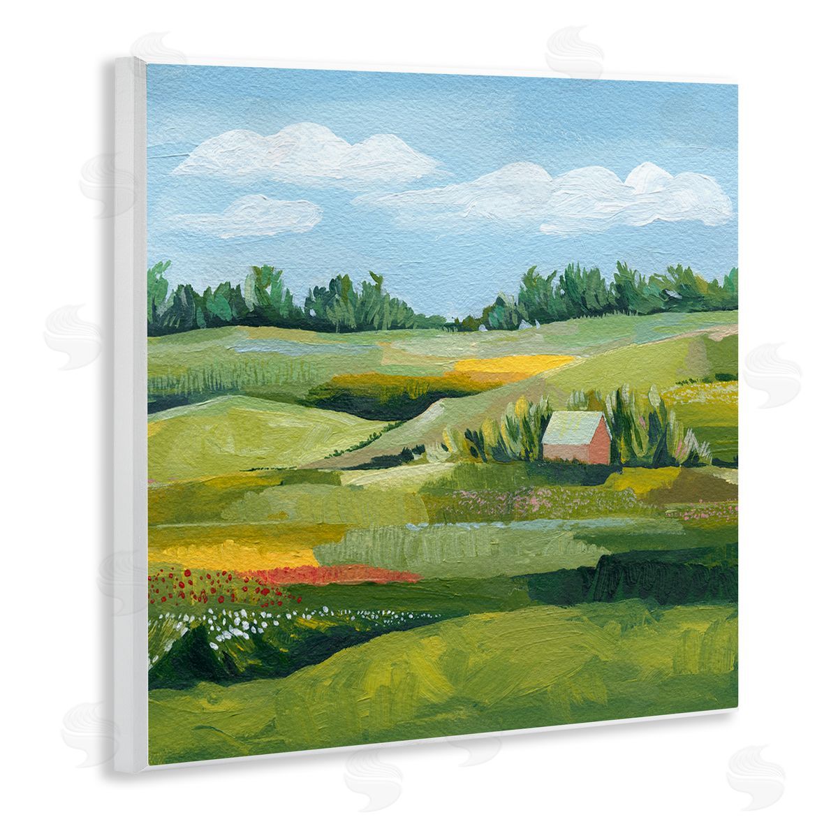 Grace Popp Peaceful Farmland Fields Greenery Wooden Wall Plaque Art Print