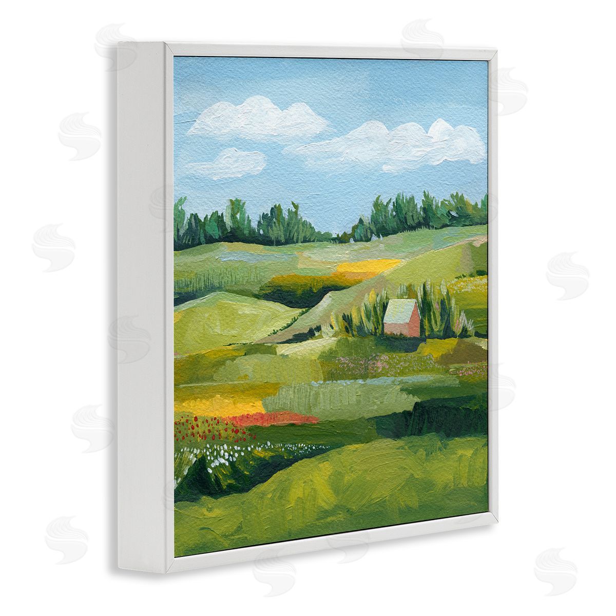 Grace Popp Peaceful Farmland Fields Greenery White Framed Glicee Wall Art Print