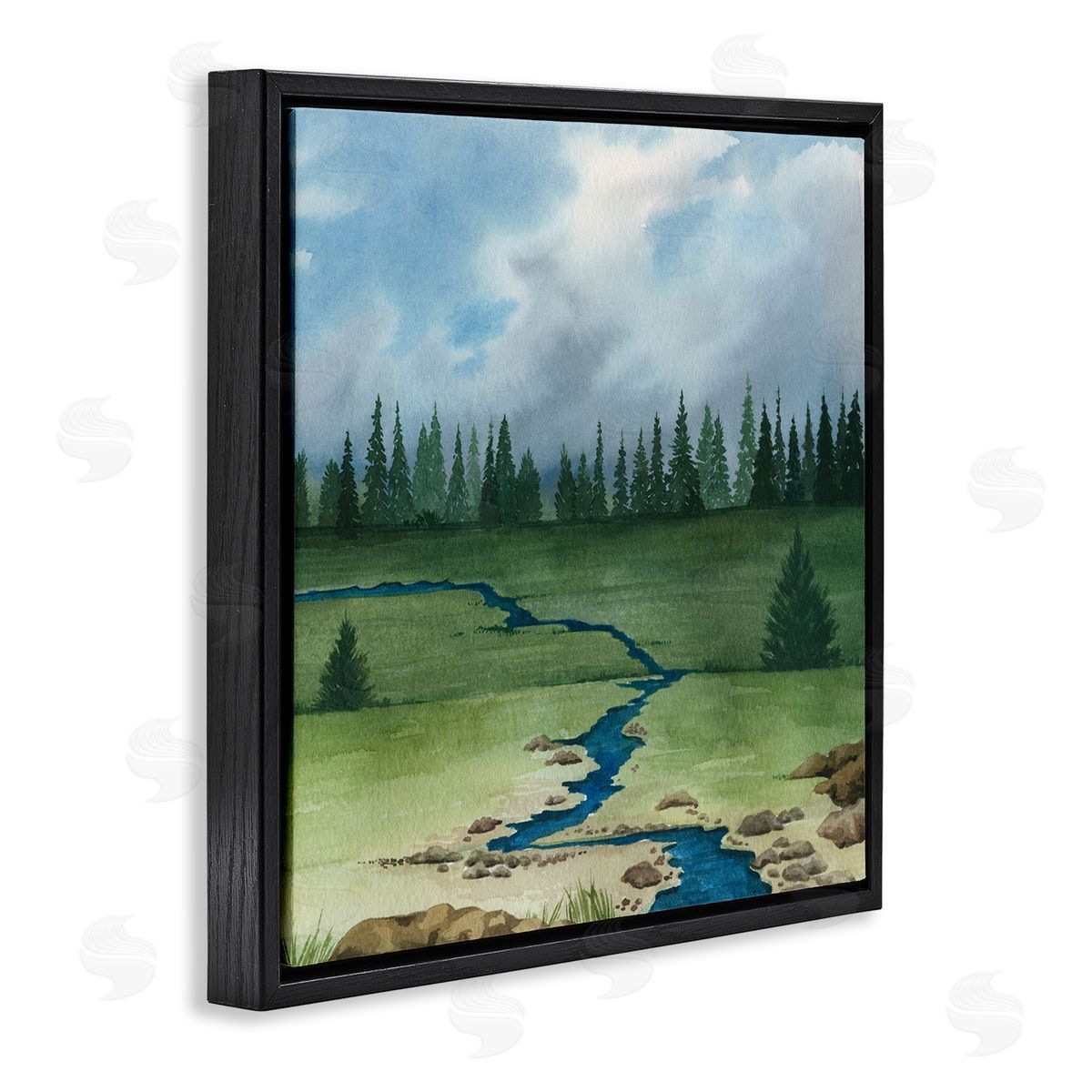 Grace Popp Rural Stream Flowing Countryside Black Floating Frame Canvas Wall Art Print