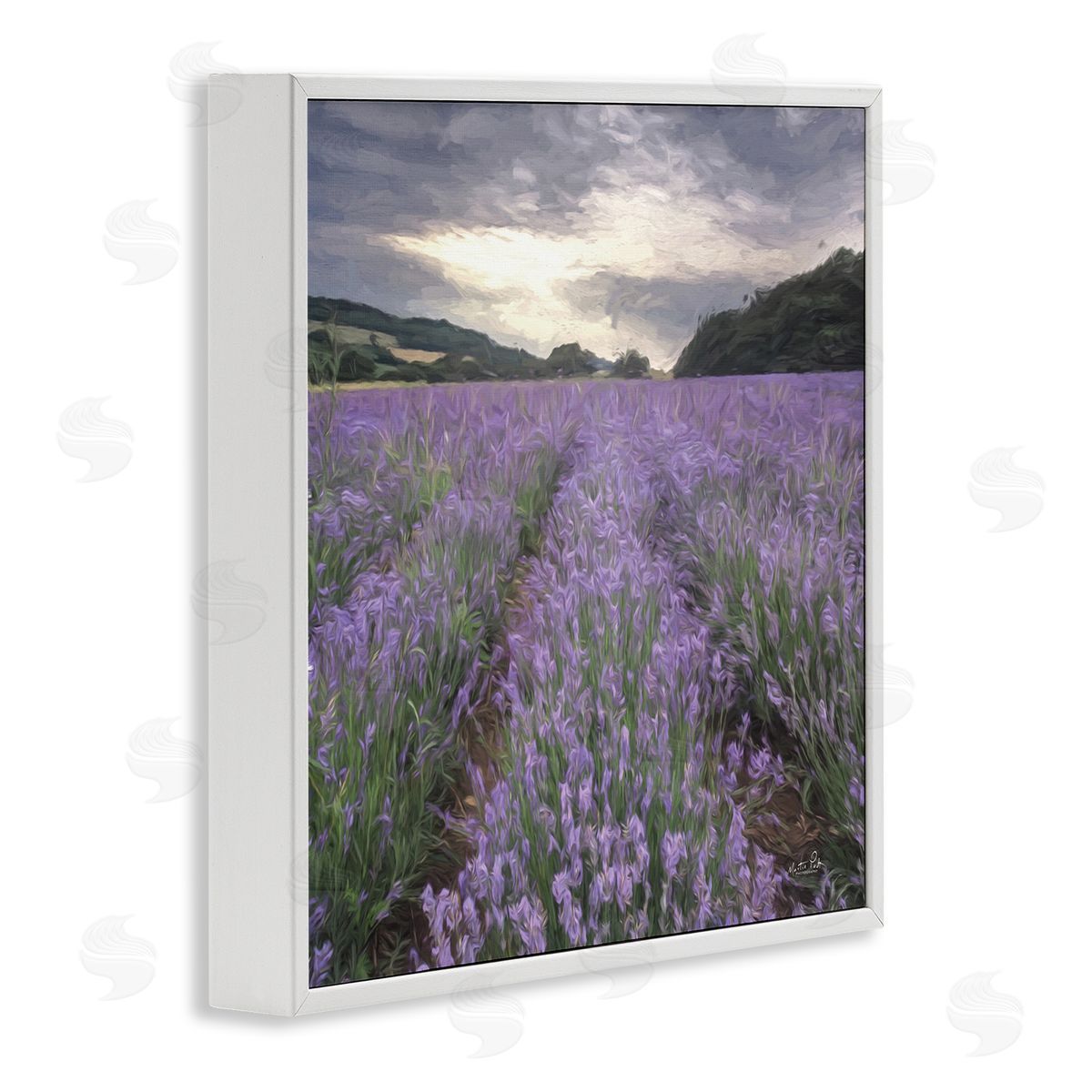 Martin Podt Lavender Fields Sunlit Clouds White Framed Glicee Wall Art Print