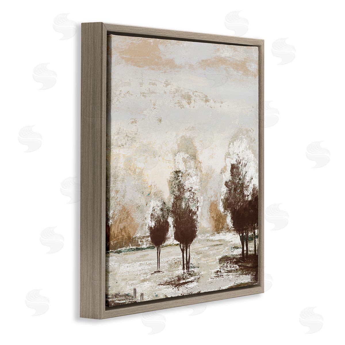 Michael Marcon Distressed Nature Tree Collage Brown Floating Frame Canvas Wall Art Print