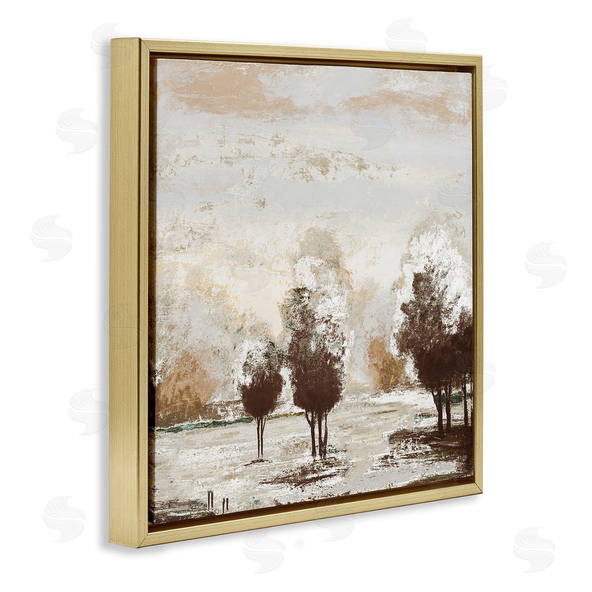 Michael Marcon Distressed Nature Tree Collage Gold Floating Frame Canvas Wall Art Print