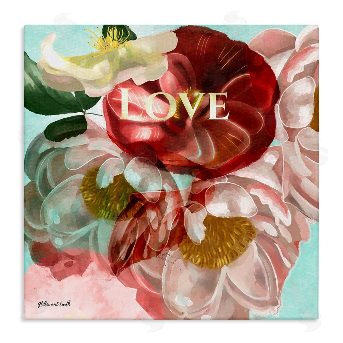 Jacqueline Wild Love Romantic Blooming Peonies Stretched Canvas Wall Art Print