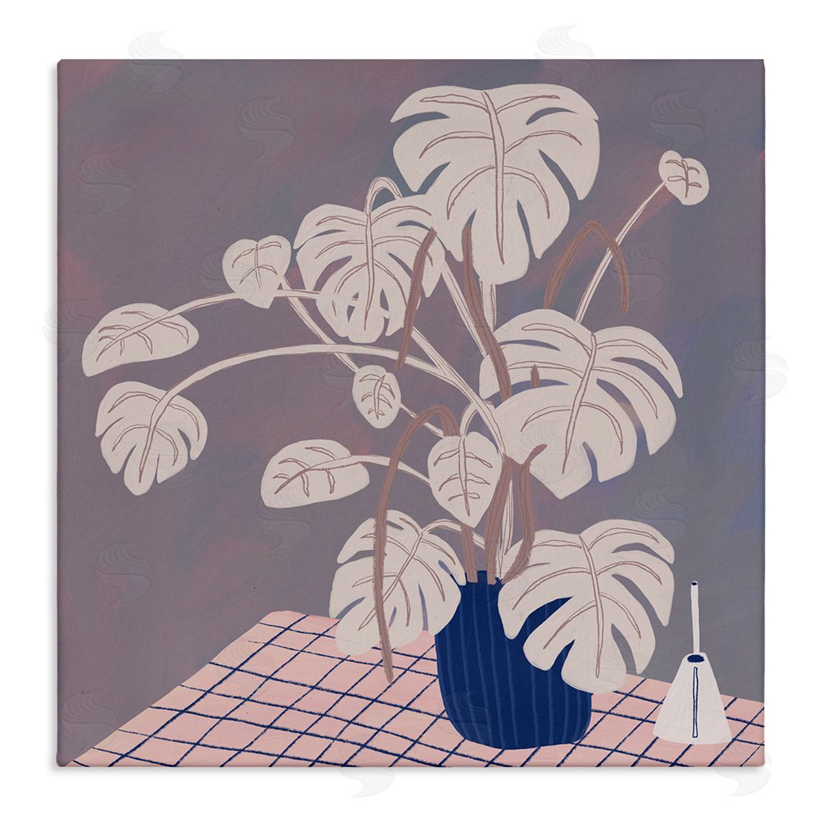 Birgit Maria Kiennast Casual Monstera Patterned Leaves Stretched Canvas Wall Art Print