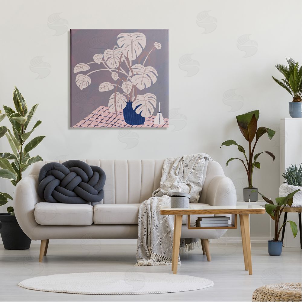 Birgit Maria Kiennast Casual Monstera Patterned Leaves Canvas Wall Art in Room
