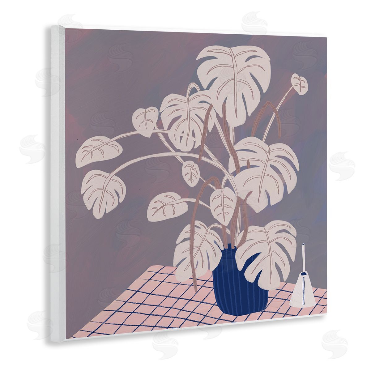 Birgit Maria Kiennast Casual Monstera Patterned Leaves Wooden Wall Plaque Art Print