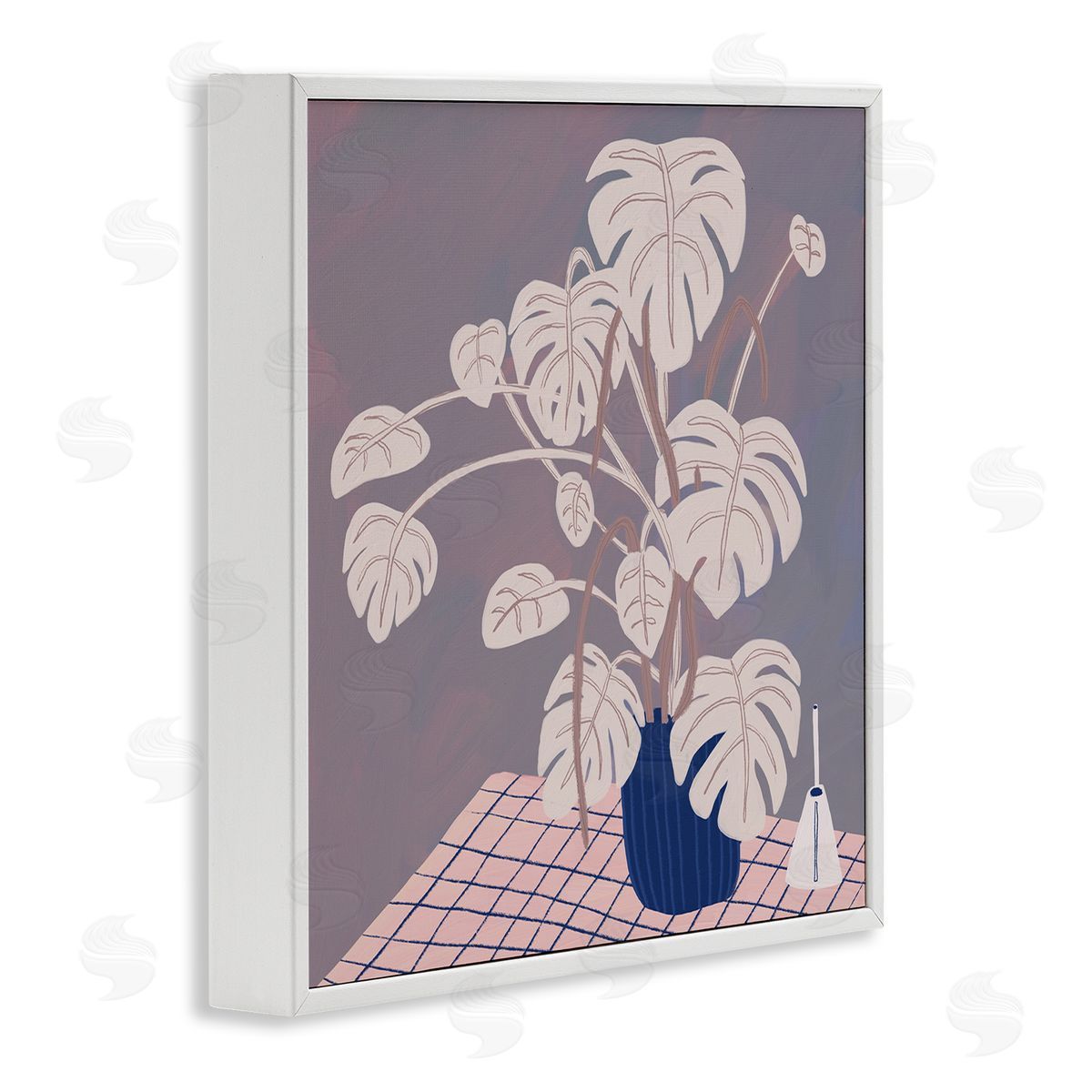 Birgit Maria Kiennast Casual Monstera Patterned Leaves White Framed Glicee Wall Art Print