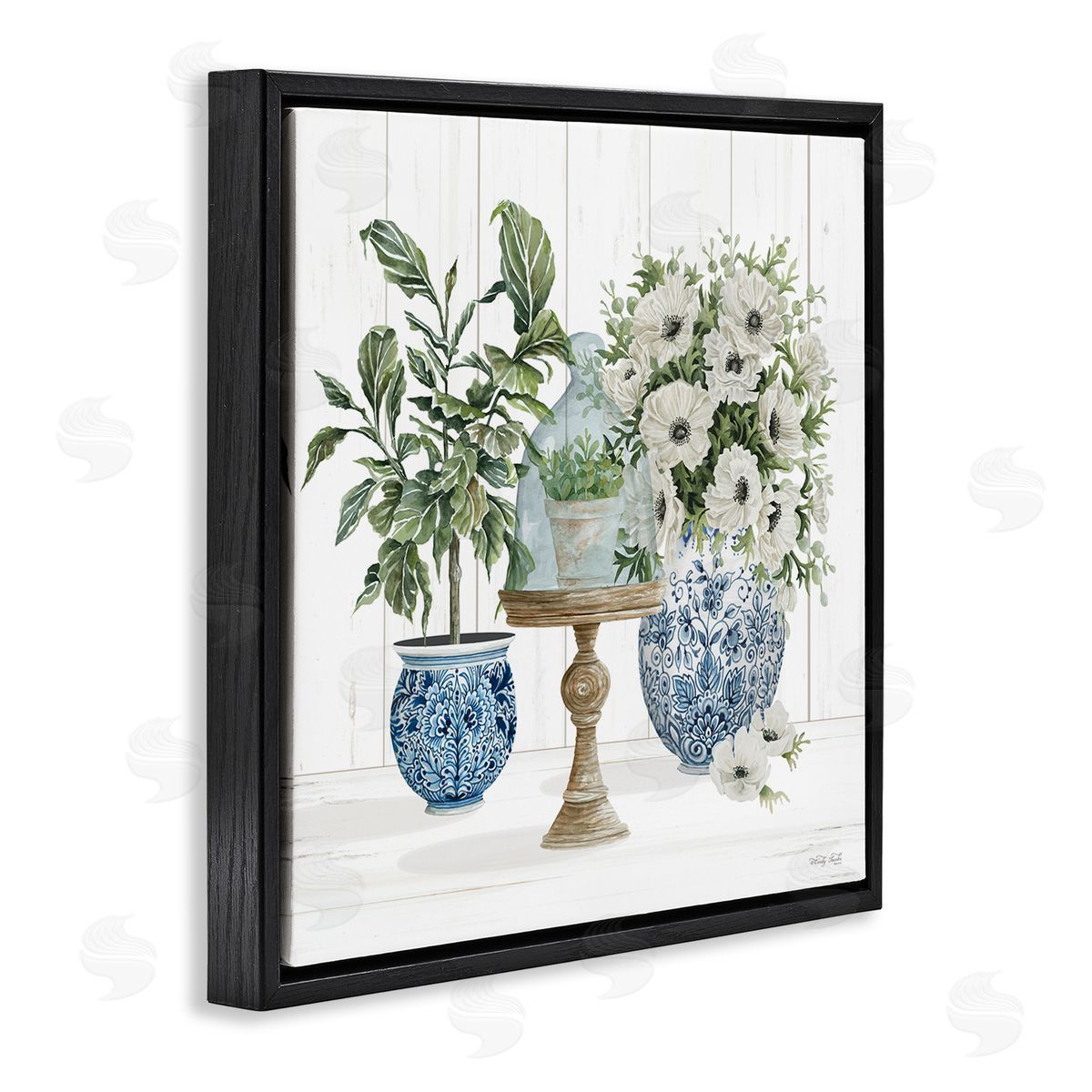 Cindy Jacobs Farmhouse Blooms Anemone Flowers Black Floating Frame Canvas Wall Art Print