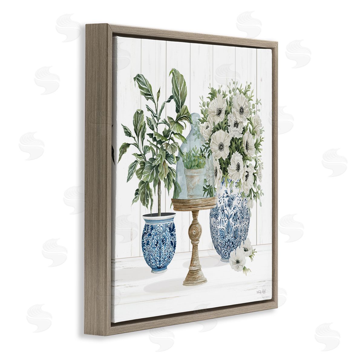 Cindy Jacobs Farmhouse Blooms Anemone Flowers Brown Floating Frame Canvas Wall Art Print
