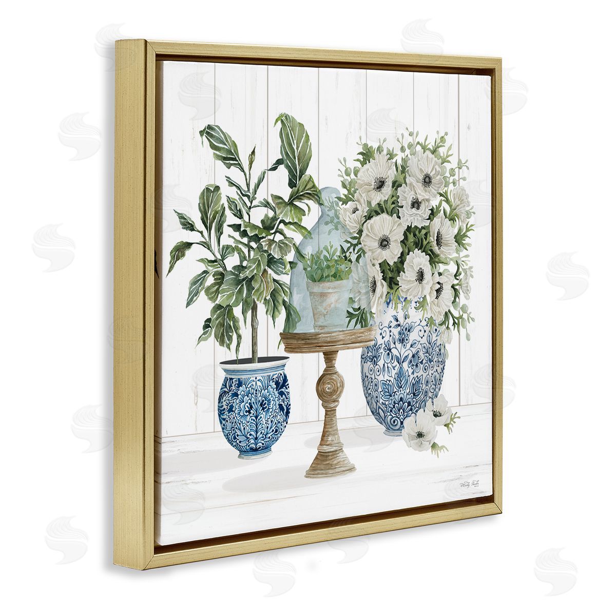 Cindy Jacobs Farmhouse Blooms Anemone Flowers Gold Floating Frame Canvas Wall Art Print
