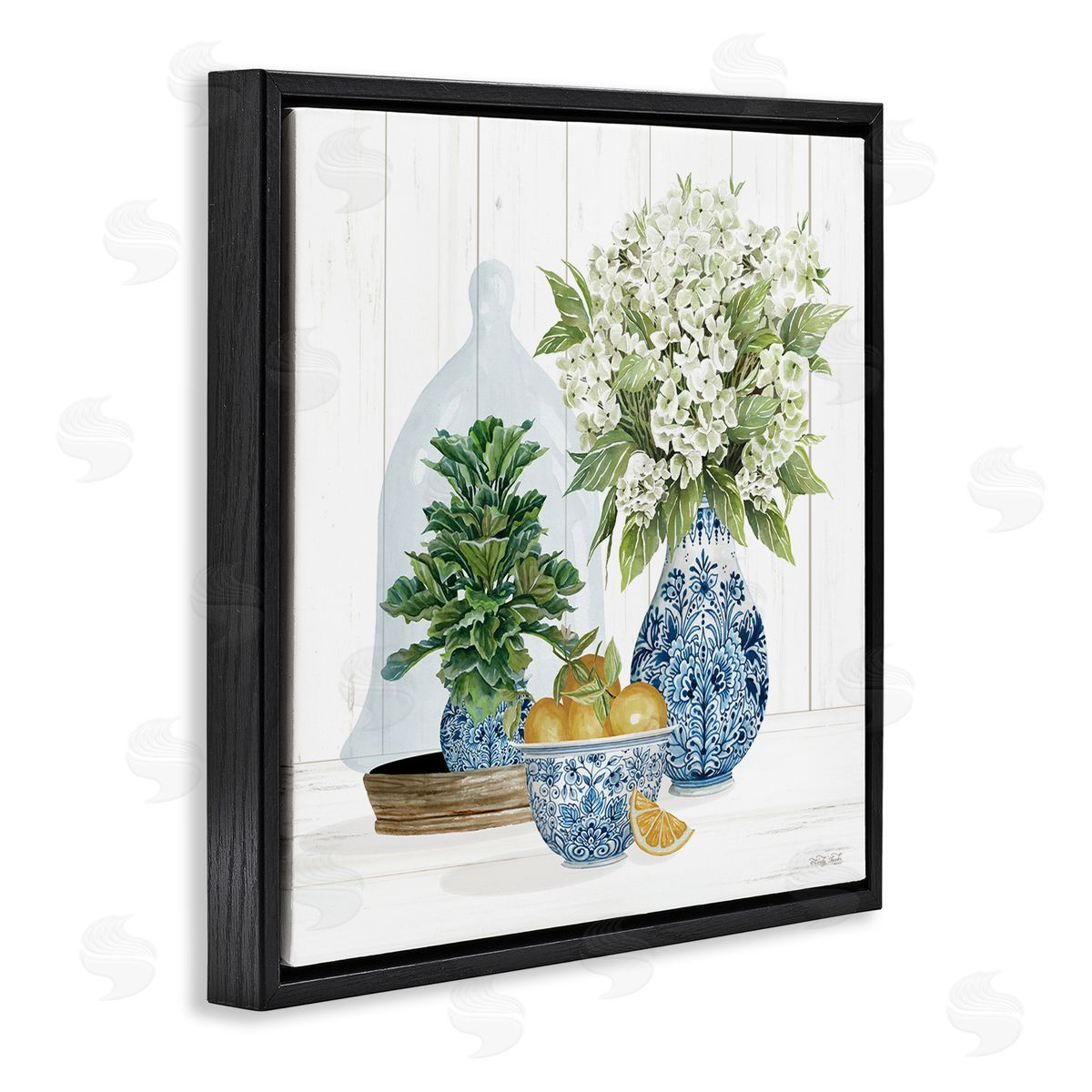 Cindy Jacobs Country Botanicals Citrus Arrangement Black Floating Frame Canvas Wall Art Print