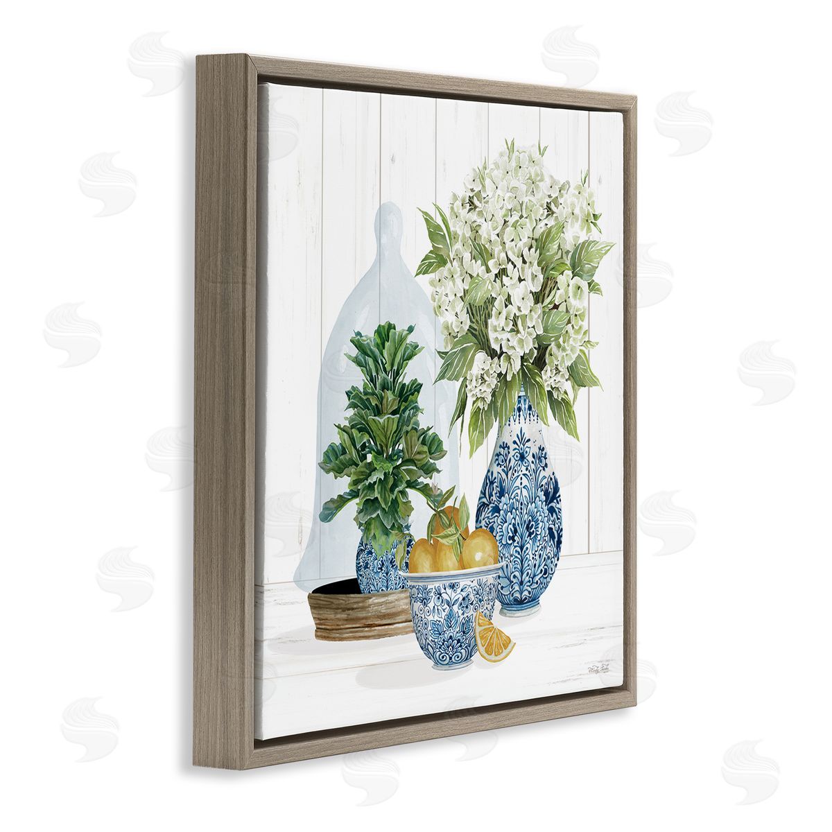 Cindy Jacobs Country Botanicals Citrus Arrangement Brown Floating Frame Canvas Wall Art Print