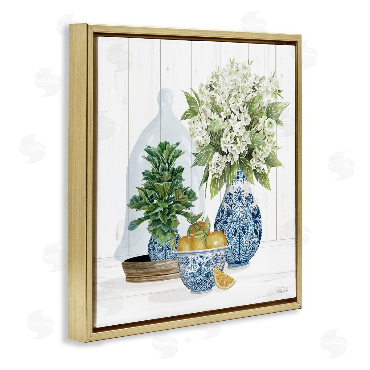 Cindy Jacobs Country Botanicals Citrus Arrangement Gold Floating Frame Canvas Wall Art Print