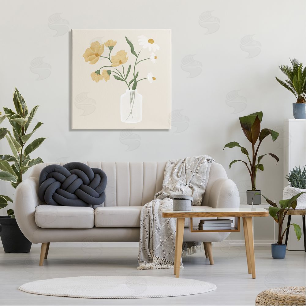 JJ Design House LLC Casual Daisies Blossom Arrangement Canvas Wall Art in Room