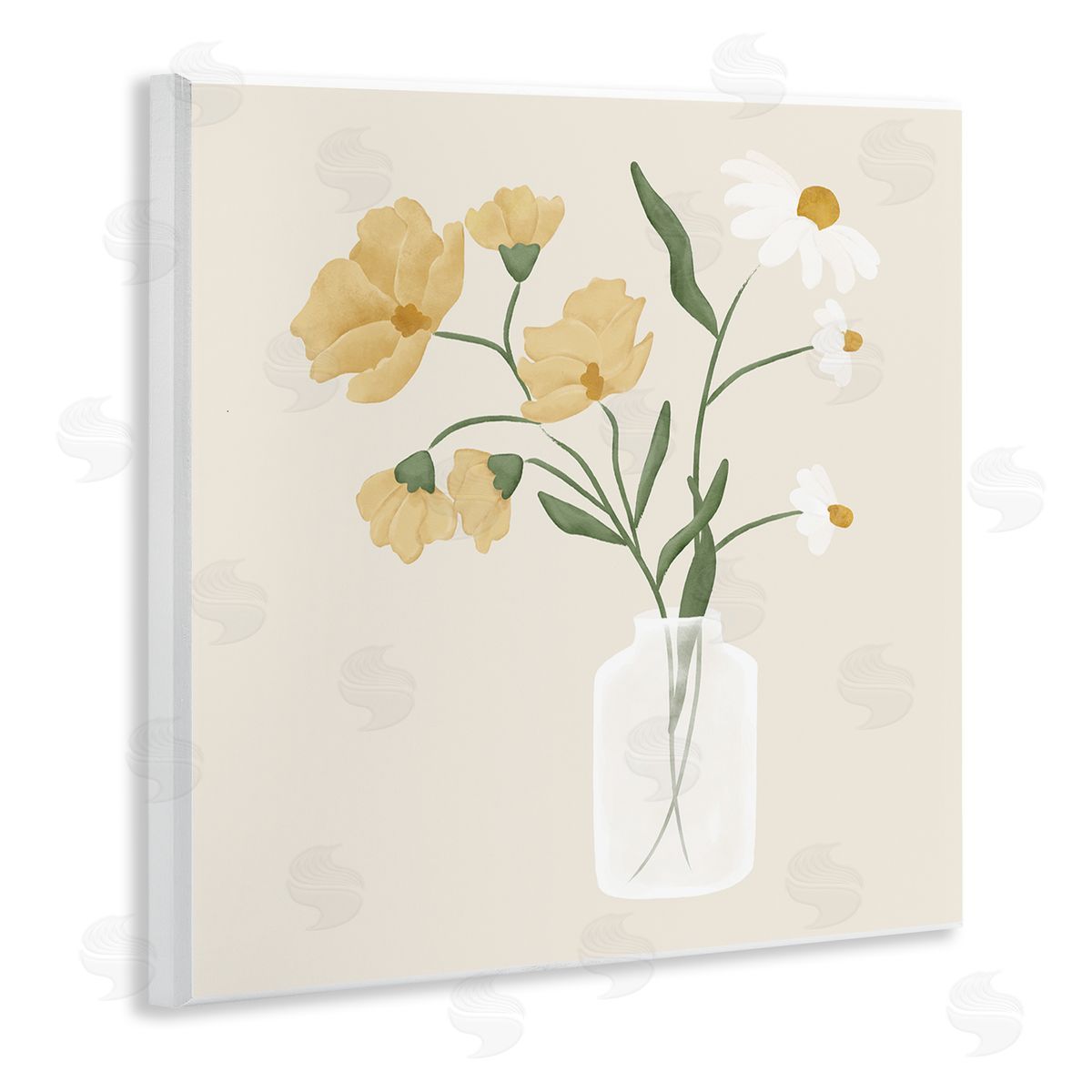 JJ Design House LLC Casual Daisies Blossom Arrangement Wooden Wall Plaque Art Print