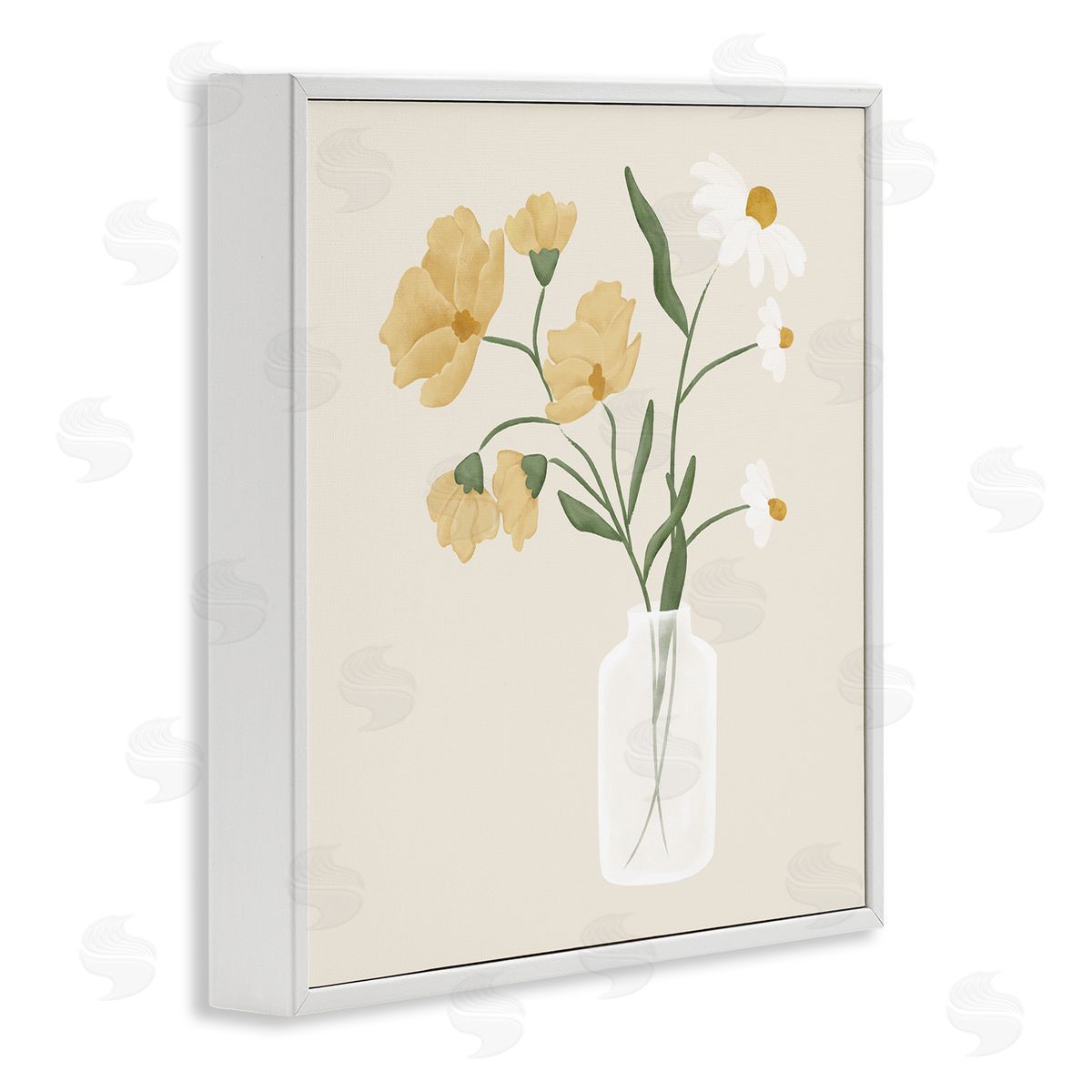 JJ Design House LLC Casual Daisies Blossom Arrangement White Framed Glicee Wall Art Print