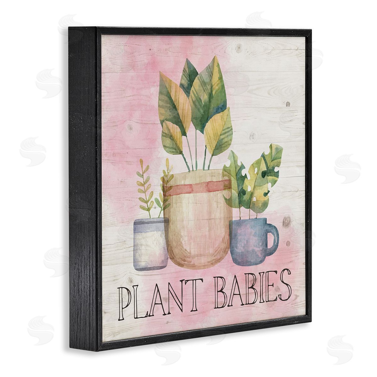 Nicole DeCamp Plant Babies Potted Sprigs Garden Black Framed Glicee Wall Art Print