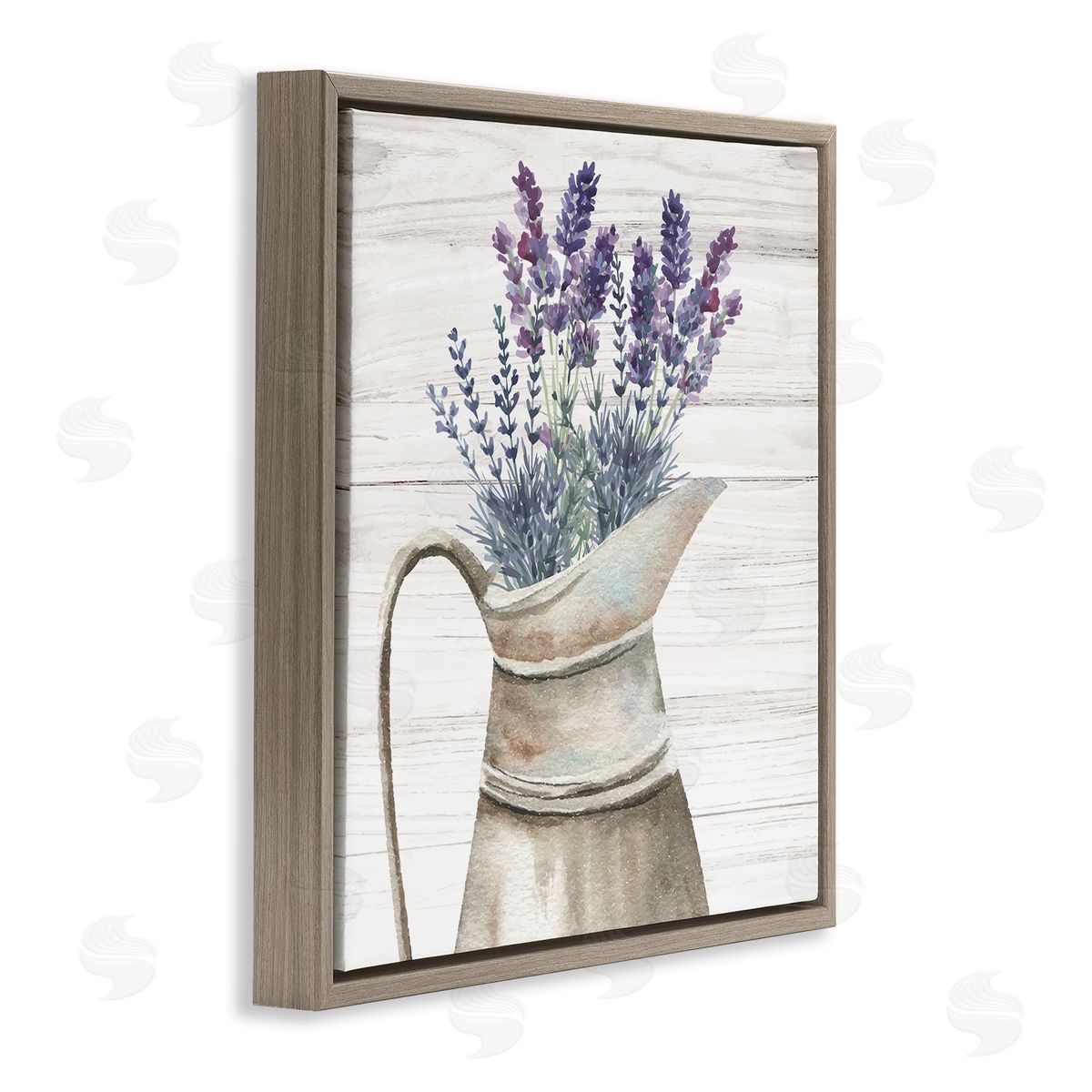 Nicole DeCamp Lavender Sprigs Country Gardening Brown Floating Frame Canvas Wall Art Print
