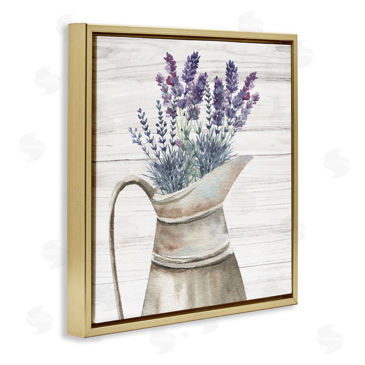 Nicole DeCamp Lavender Sprigs Country Gardening Gold Floating Frame Canvas Wall Art Print