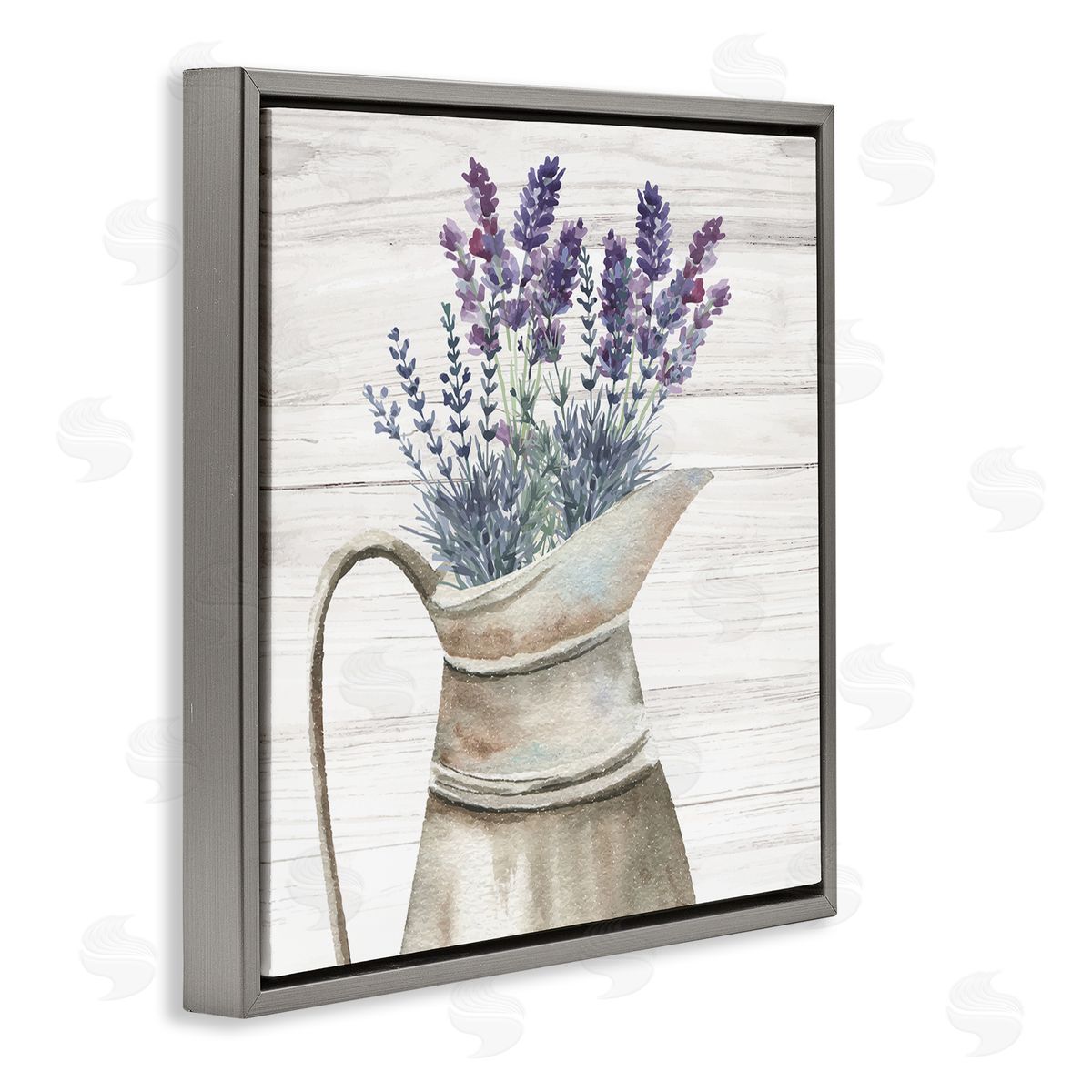 Nicole DeCamp Lavender Sprigs Country Gardening Gray Floating Frame Canvas Wall Art Print