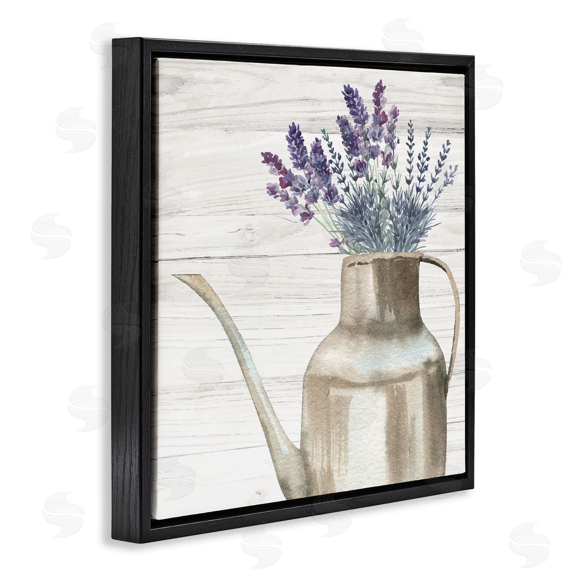 Nicole DeCamp Farmhouse Garden Lavender Bunches Black Floating Frame Canvas Wall Art Print