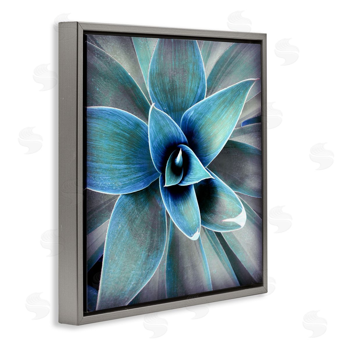 Irena Orlov Modern Close Up Plant Leaves Gray Floating Frame Canvas Wall Art Print