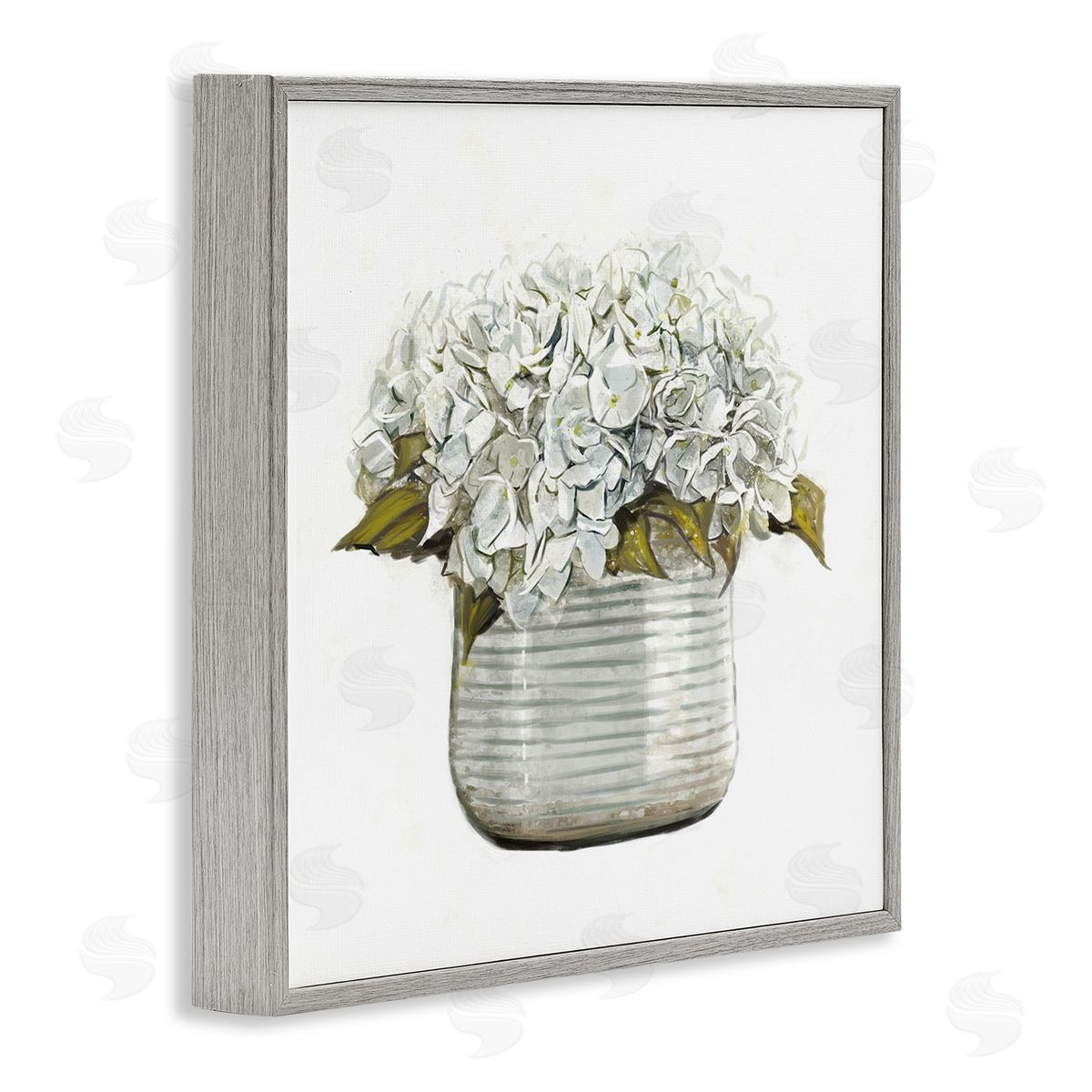 Ziwei Li Country Floral Planter Blooms Gray Framed Glicee Wall Art Print