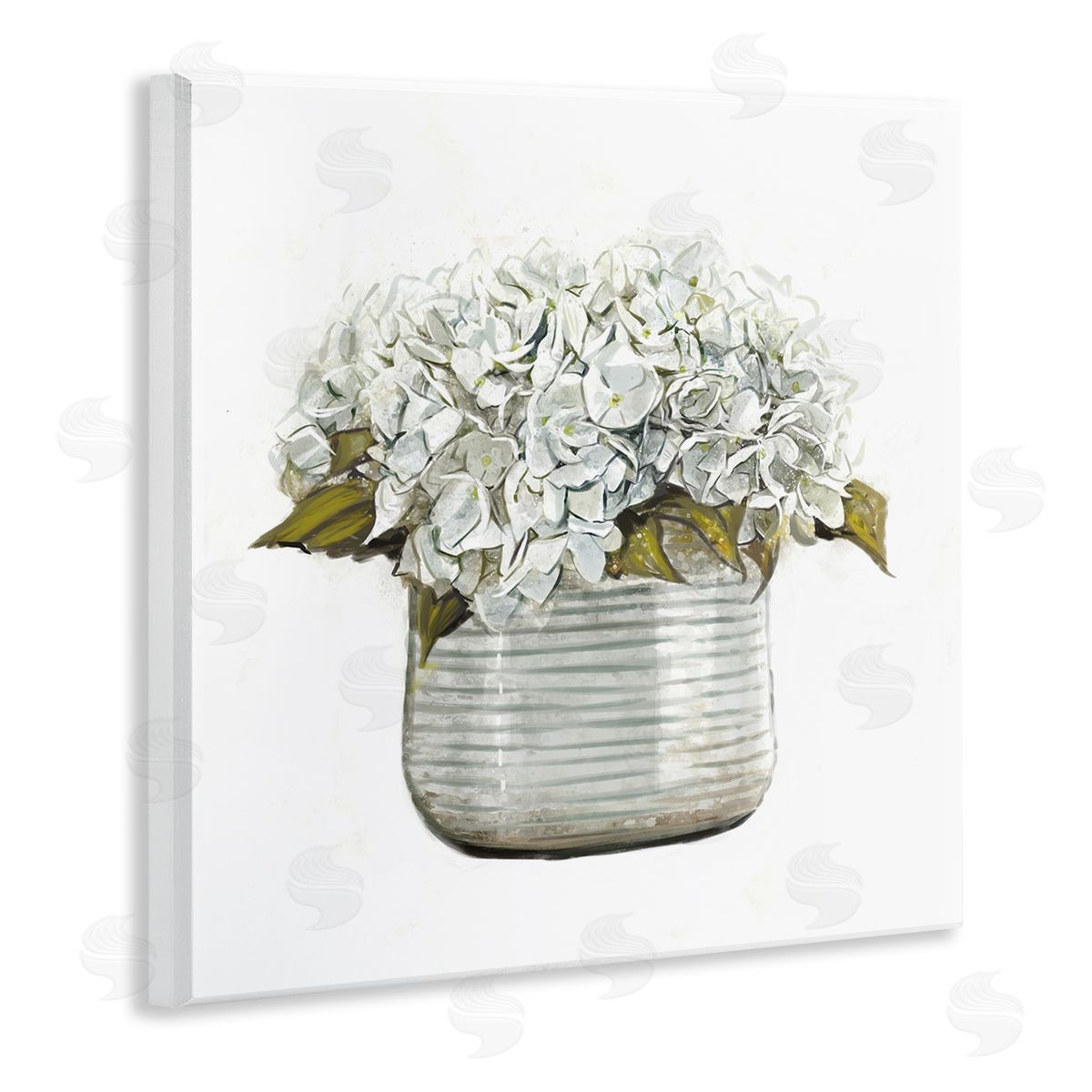 Ziwei Li Country Floral Planter Blooms Wooden Wall Plaque Art Print