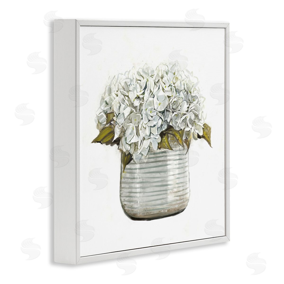 Ziwei Li Country Floral Planter Blooms White Framed Glicee Wall Art Print