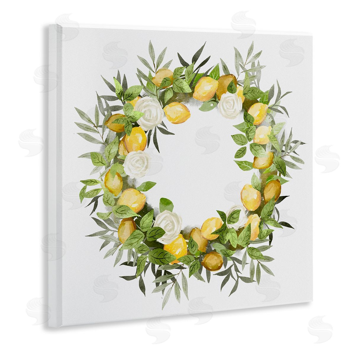 Ziwei Li Lush Lemons Botanical Wreath Wooden Wall Plaque Art Print