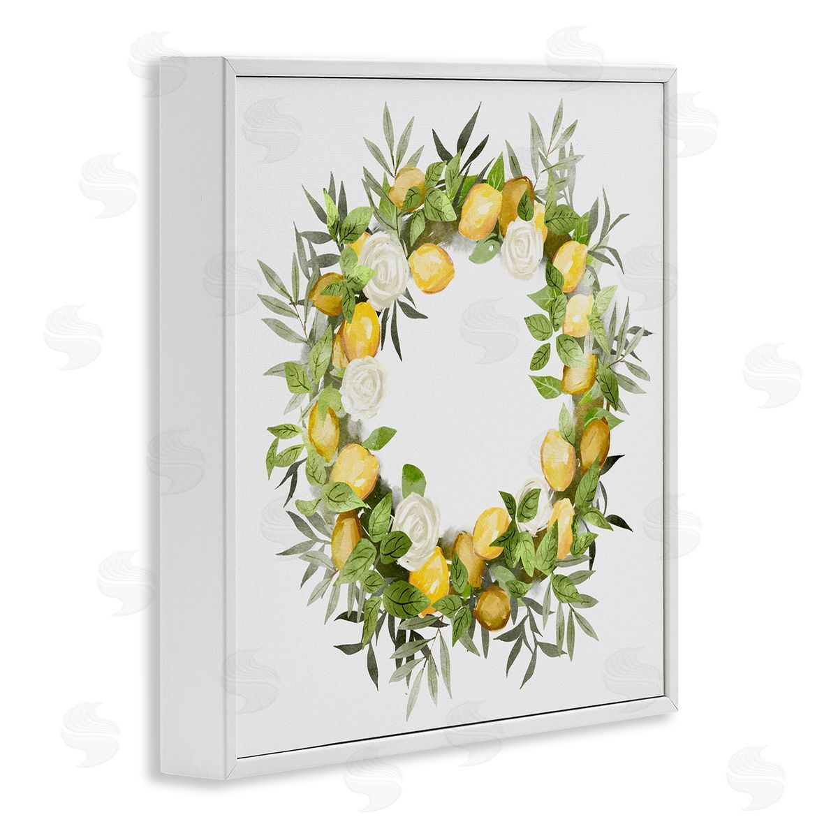 Ziwei Li Lush Lemons Botanical Wreath White Framed Glicee Wall Art Print