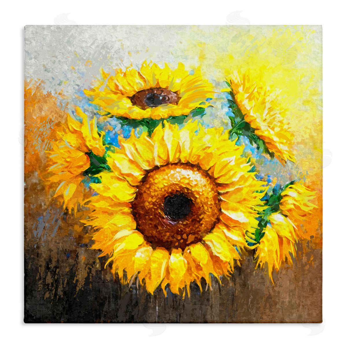 Ziwei Li Vivid Yellow Sunflowers Impressionist Style Stretched Canvas Wall Art Print