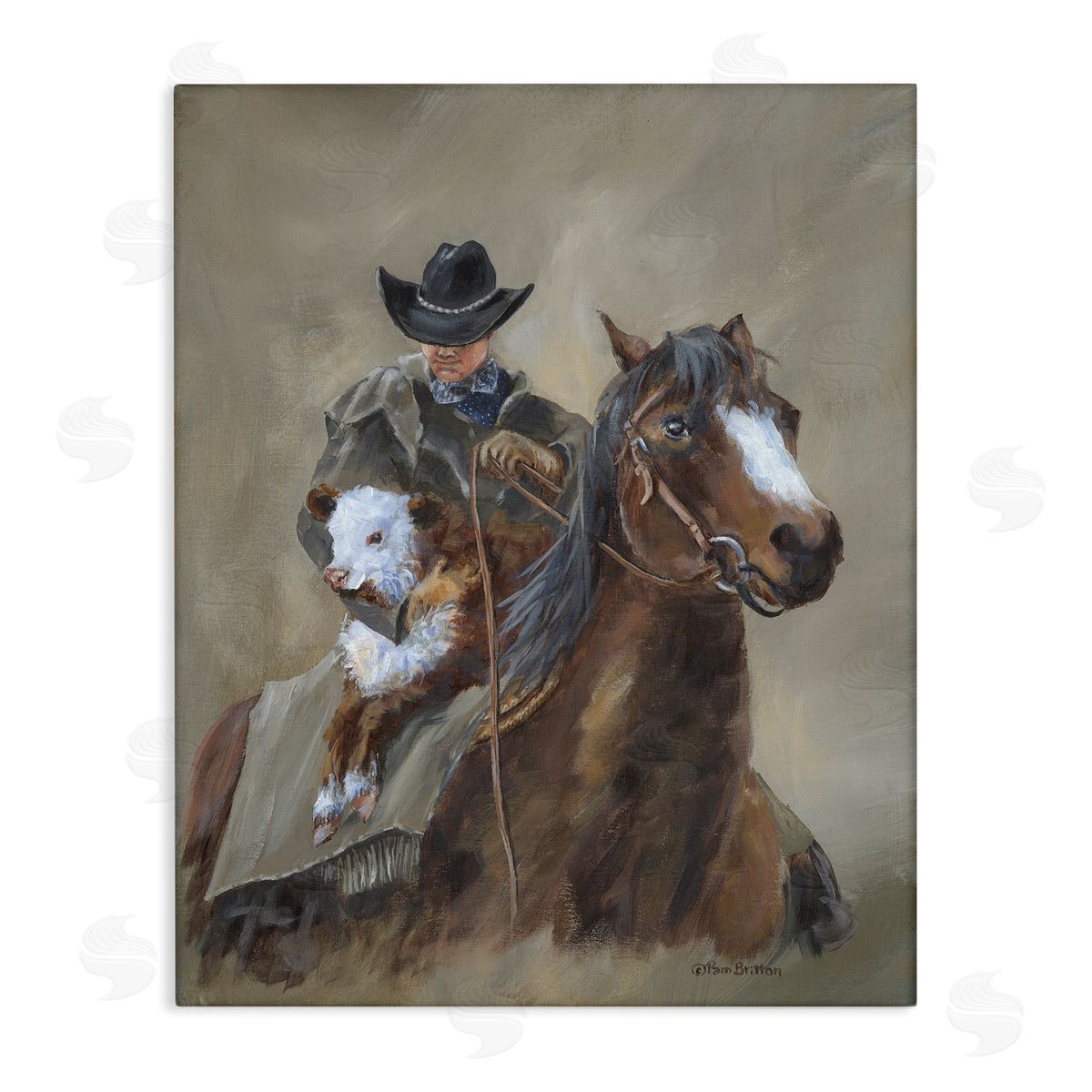 Ranch Cowboy & Western Horse Canvas Wall Art, Home Decor by Pam Britton